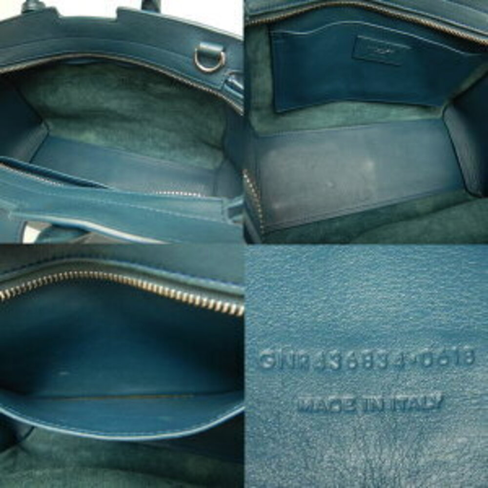 SAINT LAURENT Downtown Cabas Handbag Leather Green - Picture 9 of 9